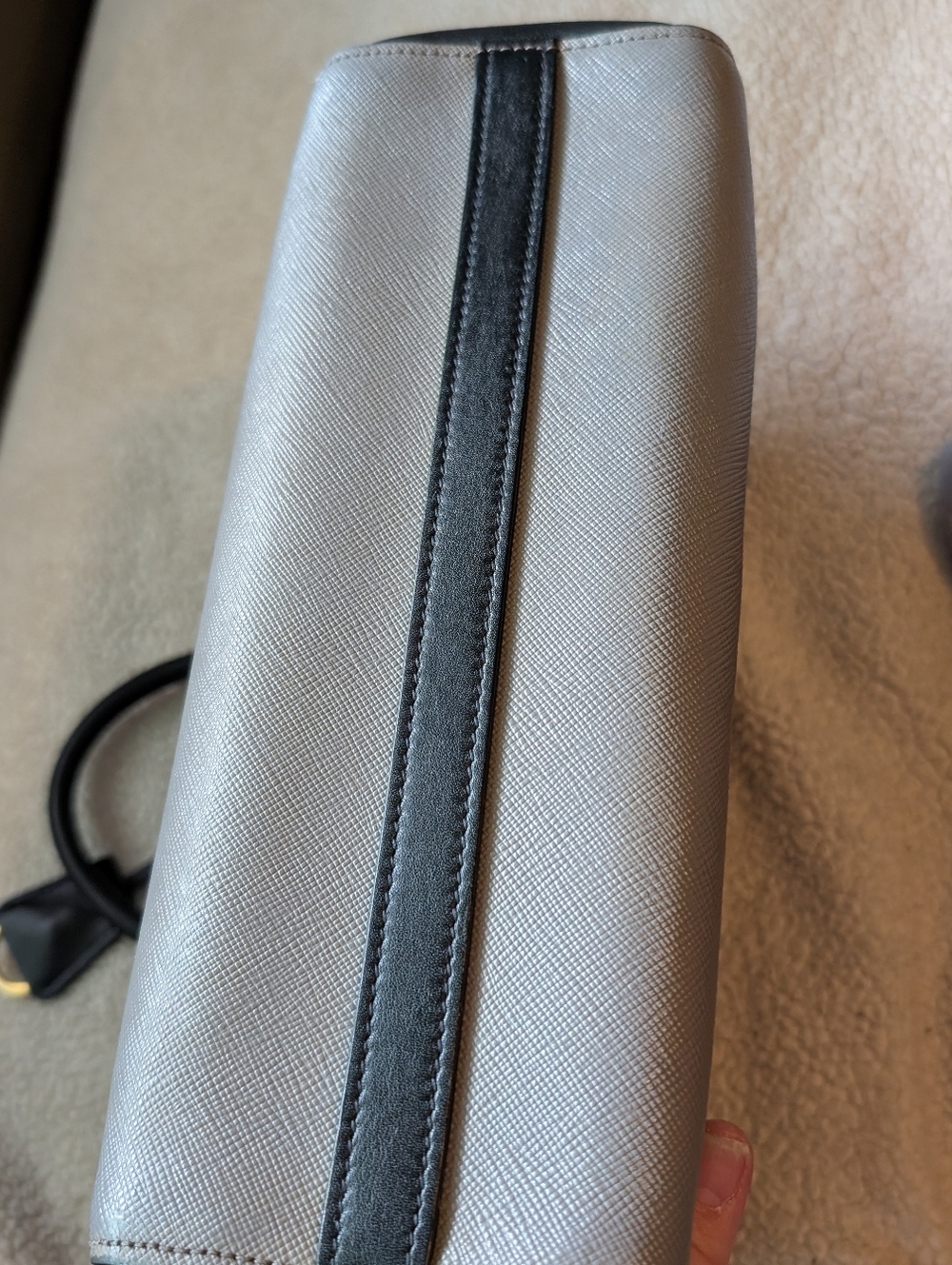 Prada Saffiano Leather Grey/Black Top Handle Tote Rehab Project Bag! - Picture 5 of 16